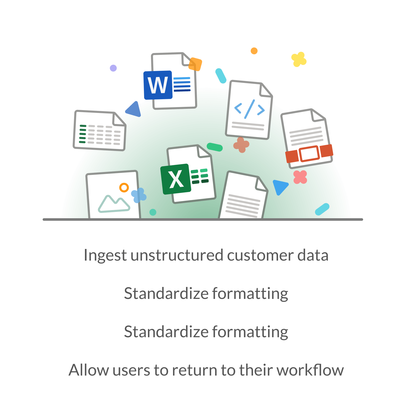 Illustration showing what our product does - data ingestion
